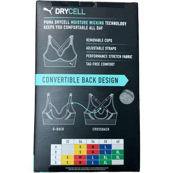 PUMA Sm 2 Pack Seamless Athletic Sports Bra Set Adjustable Cross Back Activewear - Picture 7 of 11